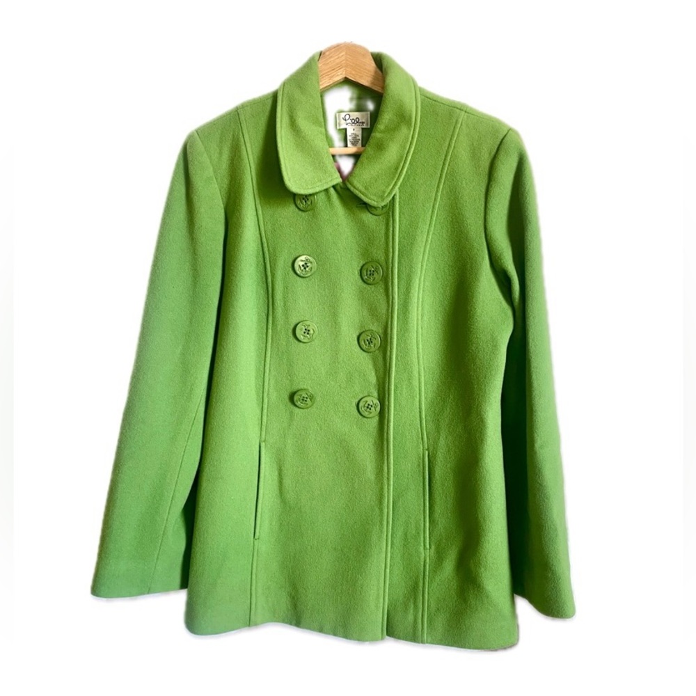 Lilly Pulitzer Green 100% Wool Pea Mackenzie Coat Size 8